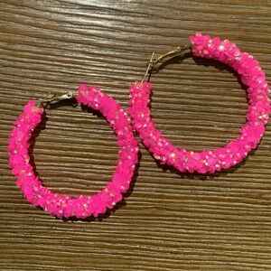 Hot Pink hoop earrings